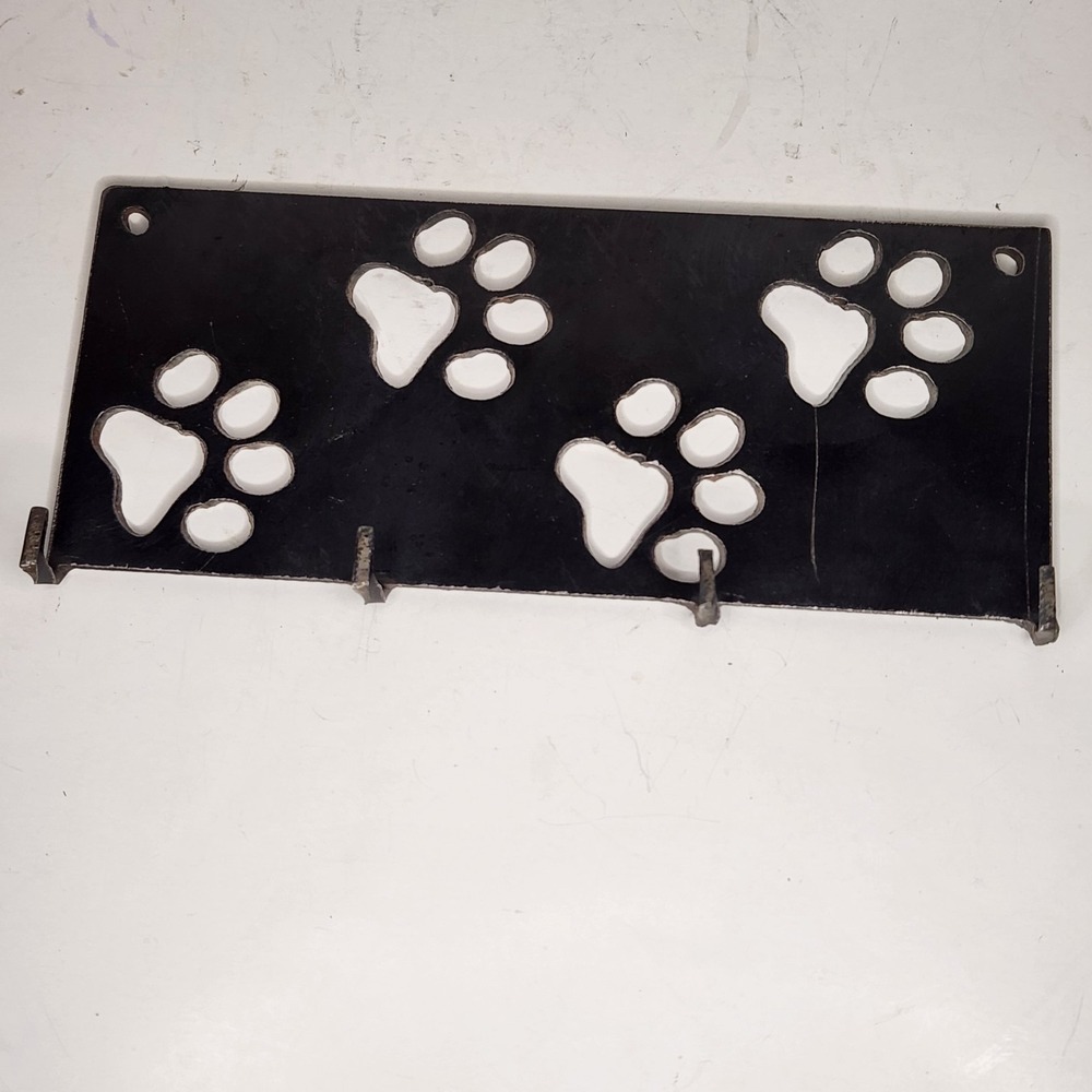 Paw Print 4 Hook Wall Mount Key Rack Holder‎ 7" Metal